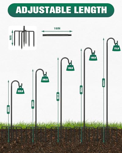 2 Pack 92 Inch Adjustable Metal Shepherd Hooks for Bird Feeder Outdoor | Heavy Duty Bird Feeder Hanger with 7 Prongs Base, for Hanging Lantern, Hummingbird Feeder, Lightweight Plant, Wind Chime - size: 2Pack 92 Inch