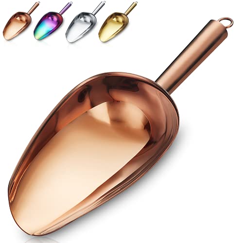 Copper Ice Scoop, Fashion Ice Cream Scoop, Premium Stainless Steel Cookie Scoop, Dog Food Scoop, Sturdy Flour Scoop, Utility Candy Scoop, Dishwasher Safe (8oz/9 Inch) - color: 4. Copper