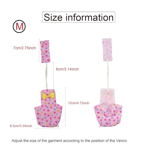 Bird Diapers Red Heart Pattern Washable Reusable Parrots Nappy for Budgie Parakeet Cockatiel 3 PCS
