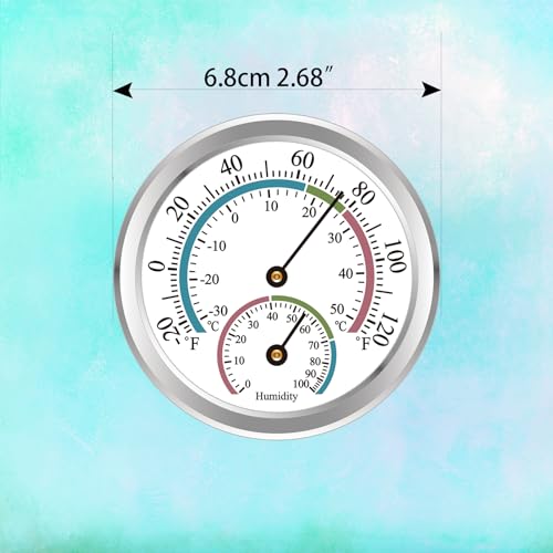Indoor Thermometer Hygrometer Mini Analog 2 in 1 Temperature Humidity Outdoor Monitor Gauge for Home, Offices, Wall, Display Mechanical (Silver 3 Pack) - color: Silver-3pack