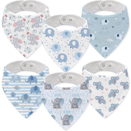 Baby Organic Cotton Teething Cloth Newborn Baby Burp Cloth Bandana Drool Cloth for Drooling Cotton Baby Gifts - color: Elephant