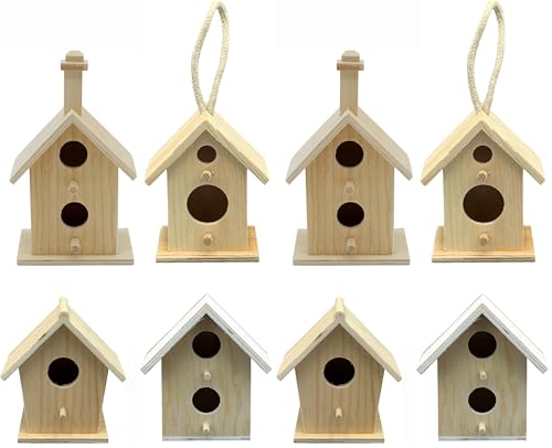 Creative Hobbies® Mini 4 Inch Tall Birdhouse - Set of 4 Styles, Small Unfinished Wood Ready to Paint or Decorate (Pack of 2) - size: 4 Inch Tall (Pack of 2)