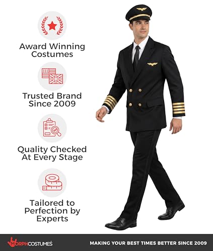Morph Pilot Costume Men, Mens Pilot Costume, Airplane Outfit, Flight Suit Mens, Plane Costumes, Halloween Costumes for Men - size: XX-Large