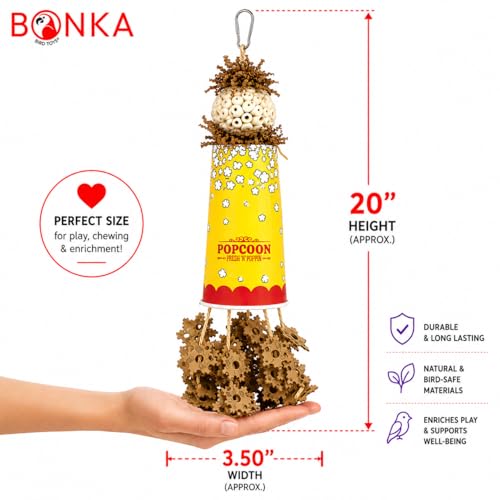 Bonka Bird Toys 2322 Popcorn Crumble Medium Large Bird Toy Popcorn Paper Cardboard Rope Sola Atta Forage Chew Amazons Conure African Greys and Other Similar Birds