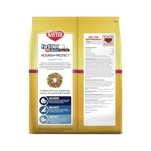 Kaytee Forti-Diet Pro Health Egg-Cite! Nourish+Protect Parakeet Bird Seed | Balanced digestion. Parakeet bird food with real egg. Parakeet food for breeding, molting, with prebiotics