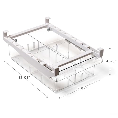 BINO | Pull-out Fridge Organizer | THE HANGER COLLECTION | Fridge Drawer Organizer with 2 Dividers | Clear Pantry Drawer Organizers | Shelf Holder Storage Drawers for Fruits, Veggies & Drinks