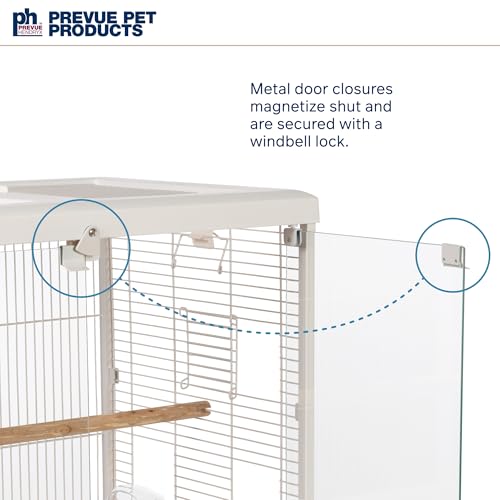 Prevue Pet Products Clear View Glass Standing Bird Cage - White | Ideal for Small Birds like Parakeets, Budgies, Finches, Cockatiel, & Lovebirds, Stand-Alone Birdcage - size: 24.5"L x 16.5"W x 21.7"H
