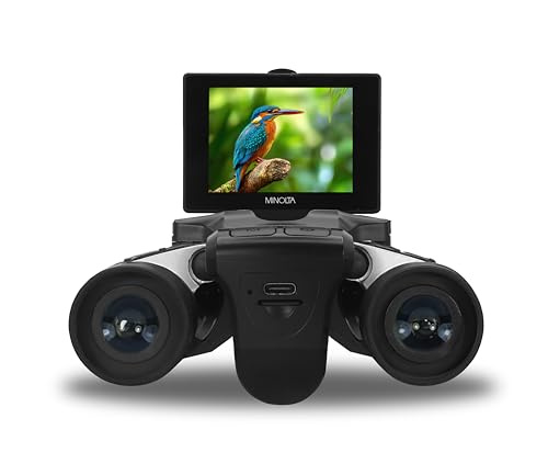 Minolta 12x32 Digital Binoculars - 4K UHD Video Camera, 48MP Photo, 8X Digital Zoom, IPS Anti-Glare Screen, Fog-Resistant Optics, Compact, Ideal for Birdwatching & Travel Hunting