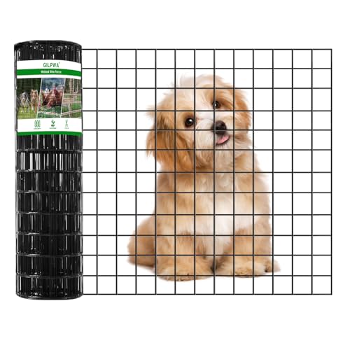 GILPWA Wire Fence, 100 ft(L) X 24 in(H) PVC Coated Welded Wire Fencing 2" X 2" 16GA Garden Border Vinyl Metal Chicken Wire Fencing Mesh Roll for Yard Vegetable Plant Protection Poultry Netting Black - size: 24in*100ft