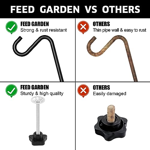 31 Inch Heavy Duty Deck Hook, Non-Slip Clamp, 360 Degree Swivel, Black for Bird Feeders, Planters, Suet Baskets, Lanterns, Wind Chimes, 2 Pack - size: 31 Inch