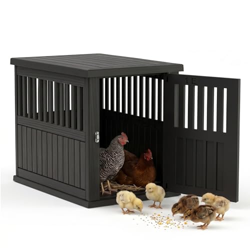 Durable Resin Chicken Coop End Table, Weatherproof (Black) - color: New Black, size: 29.7"L x 21.3"W x 25.3"H