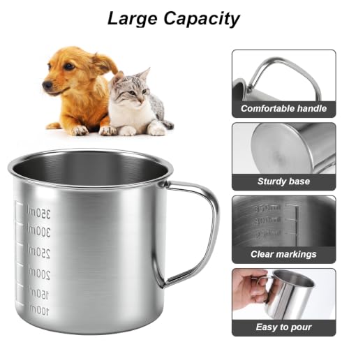 1.5 Cup Dog Food Scoop, 304 Stainless Steel Dog Food Measuring Cup | 1 1/2 Cup Pet Food Scoop with Handle for Dogs, Cats, Birds & Rabbits, Ideal for Dry Food & Treats
