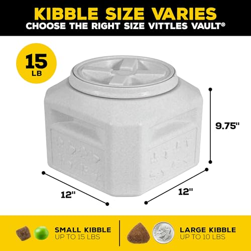 Gamma2 Vittles Vault Dog Food Storage Container with Airtight Lid, holds up to 10-15 Pounds of Dry Pet Food, Cat Kibble and Bird Feed, BPA Free, Made in USA, Without Scoop