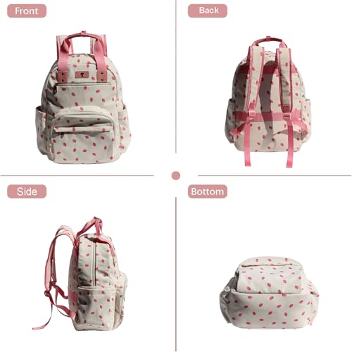 Diaper Bag Backpack Corduroy Multifunction Baby Fashion Travel Pack office Laptop Bag - color: Pink Strawberry