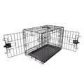 Amazon Basics Portable, Foldable Metal Wire Dog Crate with Removable Tray, Double Door, Divider Panel, Easy to Assemble, 30 x 19 x 21 in, Black - size: 30.0"L x 19.0"W x 21.0"H, style: Double Door w/ Divider