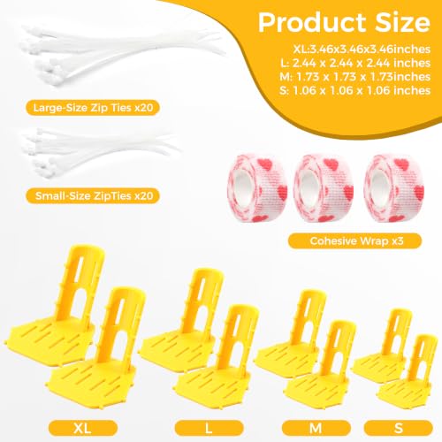 8PCS Poultry Leg Splint & Hobble Bands – Reusable Chick Leg Support Sleeves for Splayed/Curled Toes – Washable Farm Husbandry Leg Protection Ties for Chicken Duck Goose (4-Size Set)