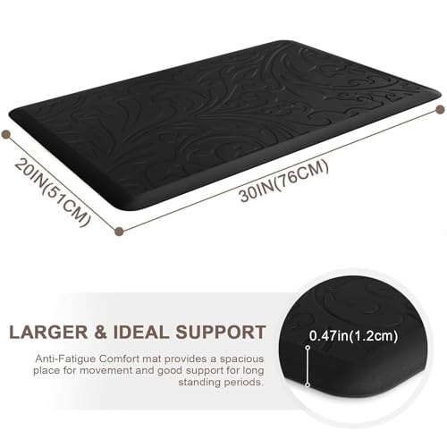 Kitchen Mat Cushioned Anti-Fatigue Comfort Standing Mat Rug for Home,Office | Waterproof Non-Slip Ergonomic Comfort Rug for Sink,Laundry,Desk 30" x 20", Black - color: Black, size: 1'8" x 2'6" (Rectangular)