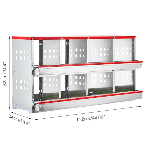 Garvee Nesting Boxes for Chickens, 8 Compartment Roll Out Away Chicken Nesting Boxes for Laying Eggs, Nesting Gift Boxes for Hens Duck Poultry, Metal Heavy Duty Chicken Coop with Perch