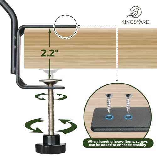 Kingsyard 10 Inch Medium Metal Deck Railing Hook | Heavy Duty, Rust Resistant, for Hanging Bird Feeders Planters Suet Baskets Lanterns Wind Chimes - size: 10" Clamp Mounted