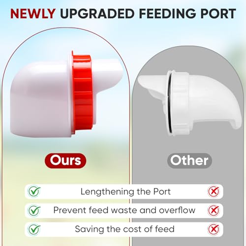 55 lbs Large Capacity Automatic Chicken Feeder - 8 Feeding Ports, No Waste Chicken Feeder, Height-Adjustable Legs & Secure Locking Lid for Chickens, Ducks & Poultry