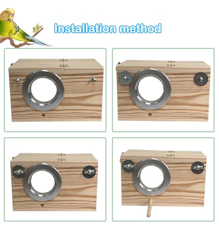 Natural Wood Bird Nesting Box,Acrylic Parakeet Nesting Box Transparent Cockatiel Nest House with Perch Wooden Parrot Nest for Lovebird Budgie Conure Canary Finch(Medium) - size: Medium
