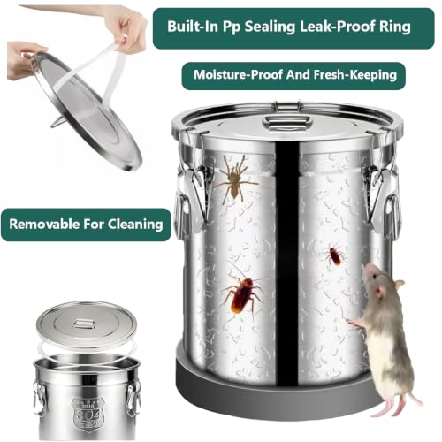 1.5Gal 304 Stainless Steel Containers with Lid, 202oz Airtight Flour Container, 5-10lbs Kitchen Metal Airtight Canisters for Rice, Flour, Grain, Coffee Bean, Sugar, Cookie 6L - size: Standard 6L/1.6gal