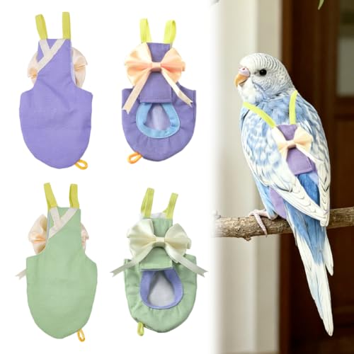 SUPERFINDINGS 2Pcs Bird Diaper with Bowknot Bird Harness Flight Suit Harness Flight Suit Clothes Reusable Parrot Nappy Clothes Costume for Parakeet Cockatiel Mini Macaw Budgie Canary