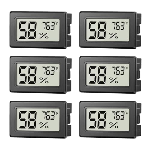6 Pack Mini Hygrometer Indoor Humidity Meter, Digital Thermometer Monitor | Small Indoor Humidity Gauge Meter Fahrenheit (℉) for Thermostat Reptile Tank, Mason Jars JJMTDS