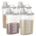 5.5 Lbs Rice Airtight Dry Food Storage Container Set of 4, Rice Storage Bin Cereal Containers Dispenser, Thicken Plastic Clear Food Storage Box with Pouring Spout, Measring Cup for Grain, Flour Snacks | BPA Free, Airtight Lid, with Pouring Spout, Clear, f