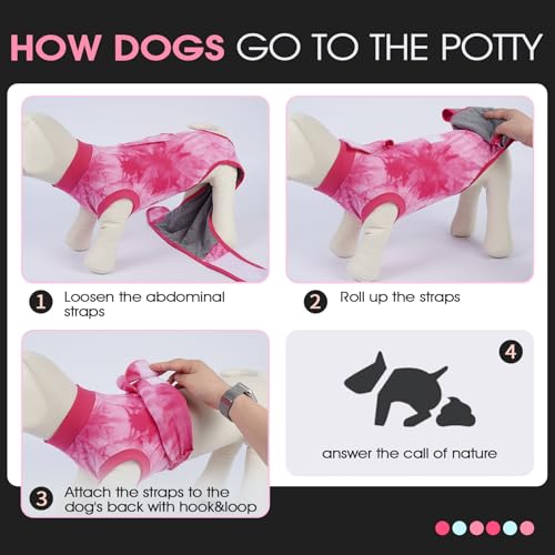 Dog Surgery Suit, Surgical Suit for Dogs, Dog Onesie for Surgery | Cone Collar Alternative, Abdominal Wound Protector, Anti Lick Suit, Soft Dog Bodysuit after Surgery Female Male, Rose Dye XS - color: Rose Tie Dye, size: Xs(back:8.3-11.4in,wt:4-7lbs)