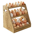 3-Tier Wood Egg Holder, Egg Holder Countertop with Basket, Wooden Egg Basket with Handle Holds 70-80 Fresh Eggs for Kitchen, Farm Gathering
