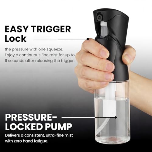 Spray Bottles 250ml/8.5oz 2 Pack Continuous Spray Bottle, Black | For Hair, Refillable, Fine Mist Sprayer, Water Spray Bottles For Cleaning Kitchen Hair Care Skin Toner - style: B-black 2PCS
