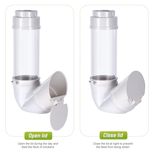 6Lbs PVC Poultry Gravity Feeder Large Hanging Automatic Chicken Feeder Port | Chicken Feeder No Waste with Lid and Visual Tube Poultry Hanging Chicken Coop Feeder Port for Quails,Ducks,Turkeys,Geese