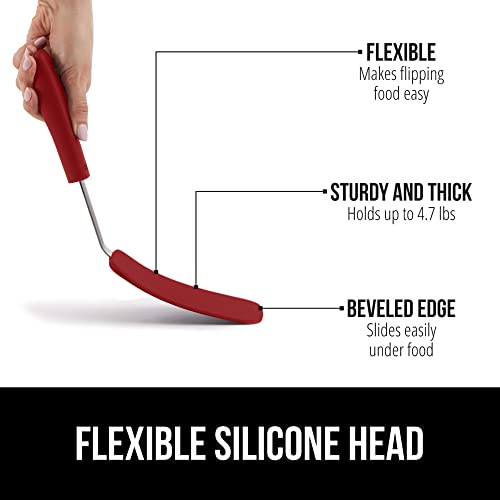 Gorilla Grip Silicone Spatula and Meat Tenderizer, Flexible Silicone Spatula Size 11.6 inch, BPA Free Heat Resistant, Spiked Side Meat Tenderizer, Both in Red Color, 2 Item Bundle
