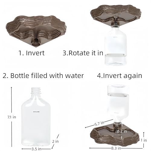 Lizard Bearded Dragon Water Bowl Dish Automatic Dispenser,17oz,Brown | 17oz Terrarium Tank Reptile Food Bowl,Water Feeder Automatic Dispenser Feeding,Geckos Lizards Turtle Bearded Dragons - color: Brown