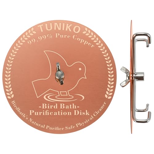 Bird Bath Copper Disc with Base, Reinforced 99.99% Pure Copper Plate Cleaning Disk with Holder for Safe Clean Birdbaths Water All-Season, Fit All Bird Baths Bowls Fountain, 4inch, 0.6mm, 1 PCS - size: 1 PCS Set