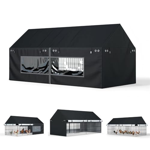 Outdoors Chicken Coop Cover 86"×40" Suitable for Year-Round Outdoor | Waterproof, Snowproof, UV-Resistant use to protect your chicken coop, equipped with transparent PVC windows (cover only) - size: 86"L×40"W×40"H