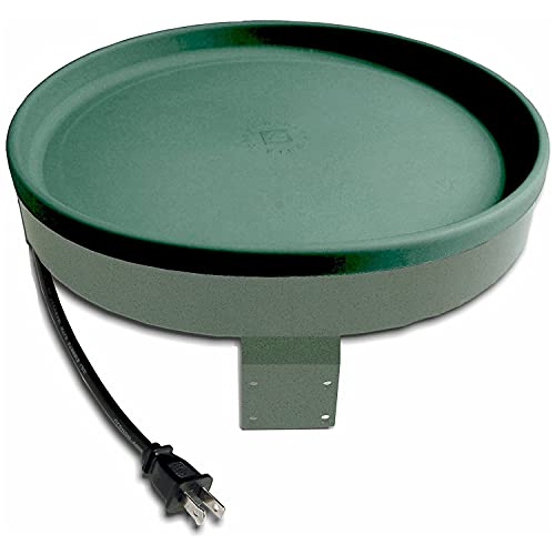 Farm Innovators Heated Bird Bath, 1 Quart Capacity, Outdoor Decor Shallow Bath Tray for Birds - Birdbath with Deck, Clamp, and Ground Mount Options | Thermostatically controlled, innovative design allows for 3 different mounting options: deck, clamp and g