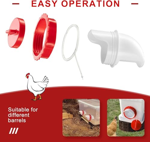 6 Pack Chicken Feeder Port Kit, No Waste Rainproof Poultry Feeder | DIY kit, automatic poultry feeder ports; angled port stops feed waste; rainproof cover; BPA free; for hens ducks geese - size: 6-Pack