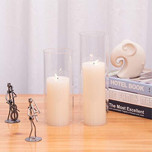 WGVI Hurricane Candle Holder Sleeve, Wide 3", Height 18", Clear Glass Cylinder Candleholder, Chimney Tube, Open Ended Candle Shade, 6 Pieces Bulk - size: 3"x18"H