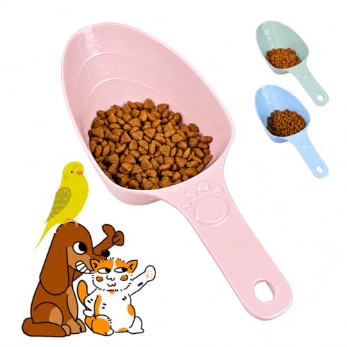 Dog Food Scoop 1 Cup, One Cup Measuring Cup, Food Grade Melamine Pet Food Measuring Scoop with 1/2&1/4 Cup Markings, Long Handle Food Scoop For Cat, Ferret, Rabbit, Sturdy & Dishwasher Safe (Pink) - color: Pink