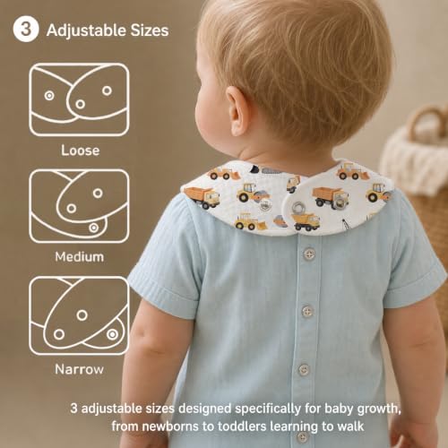 Baby Organic Cotton Teething Cloth Newborn Baby Burp Cloth Bandana Drool Cloth for Drooling Cotton Baby Gifts - color: Construction Truck