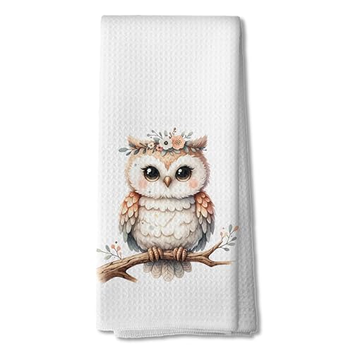 Floral Cute Owl Kitchen Towels, Owl Lover Gifts Dish Tea Towels for Kitchen Decor,Cute Owls Decorative Dish Tea Towels, 16x24 Inch - color: 10color