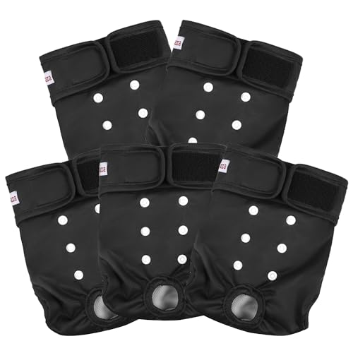 Washable Reusable Female Dog Diapers(5 Pack) Small Medium Large Doggie Puppy & Doggy Dog Diaper, Period Panties in Heat Small Black - color: Black, size: Small