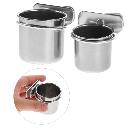 Yardwe 2pcs Stainless Steel Bird Food Bowl Clamp Holders with Hanging Feeders for Parrot Cage, Small 4.4cm 5.5cm Feeding Dish Cups Suitable for Cockatiel Budgie Parakeet