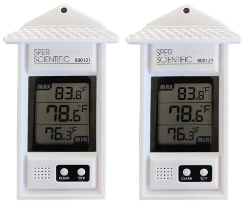 Sper Scientific Compact Digital Min/Max Thermometer 800121 - Wide Range Temperature Logger with Clear LCD Display - Ideal for Laboratories, Food Storage, HVAC & Greenhouses - 2 pc - size: 2 Pack