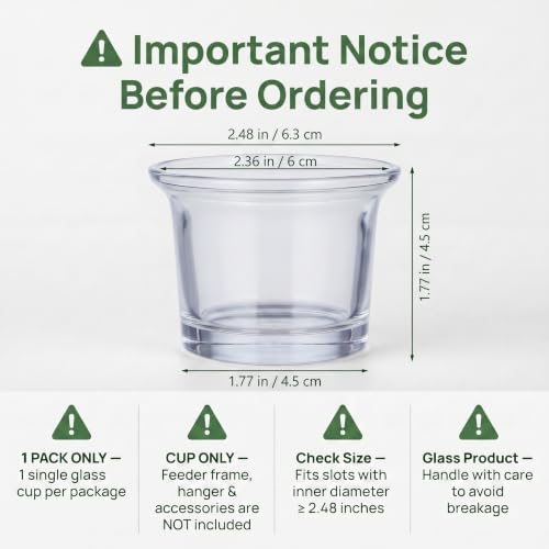 SUPVOX 1 Pack Oriole Feeder Replacement Glass Cup | 2.5 Inch Universal Bird Feeder Jelly Bowl, Glass Feeding Cup for Hummingbird Feeders, Outdoor Garden Patio Balcony Use