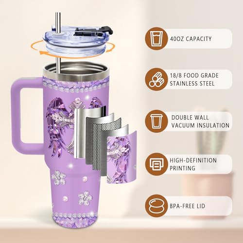 DUUV Christian Gifts, Christian Tumbler for Women, Religious Gifts for Mom Sister Wife Friends, Inspirational Spiritual Bible Verse Gift for Christmas Thanksgiving, 40 Oz Tumbler with Handle, 1PCS - color: Cross Faith