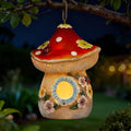 Garden Bird Houses for Outside with Solar Light, Bird Houses for Outside Hanging, Decorative Mushrooms Birdhouse for Bluebird Hummingbird Sparrow, Hummingbird Gifts for Women