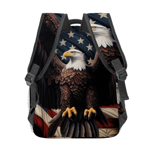 Patriotic Eagle Backpack,American Eagle Polyester Backpacks,Lightweight Double Shoulder Back Pack for Adults,Cool Bird Black Bookbag,School Bag Gifts,Casual Travel Daypack Book Packs - color: Eagle